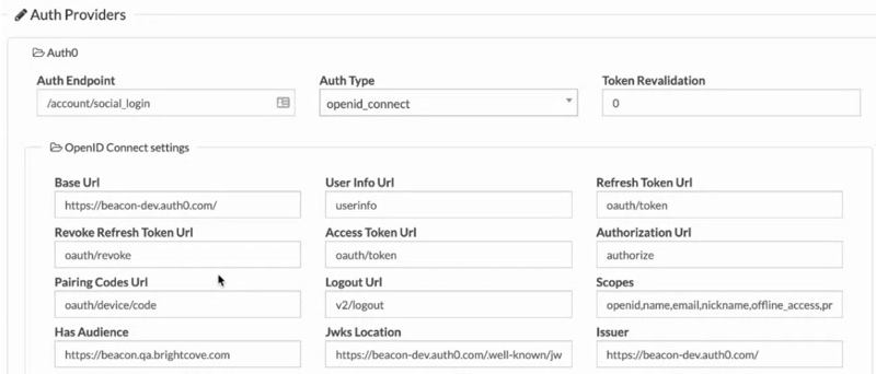 Configuración de ejemplo