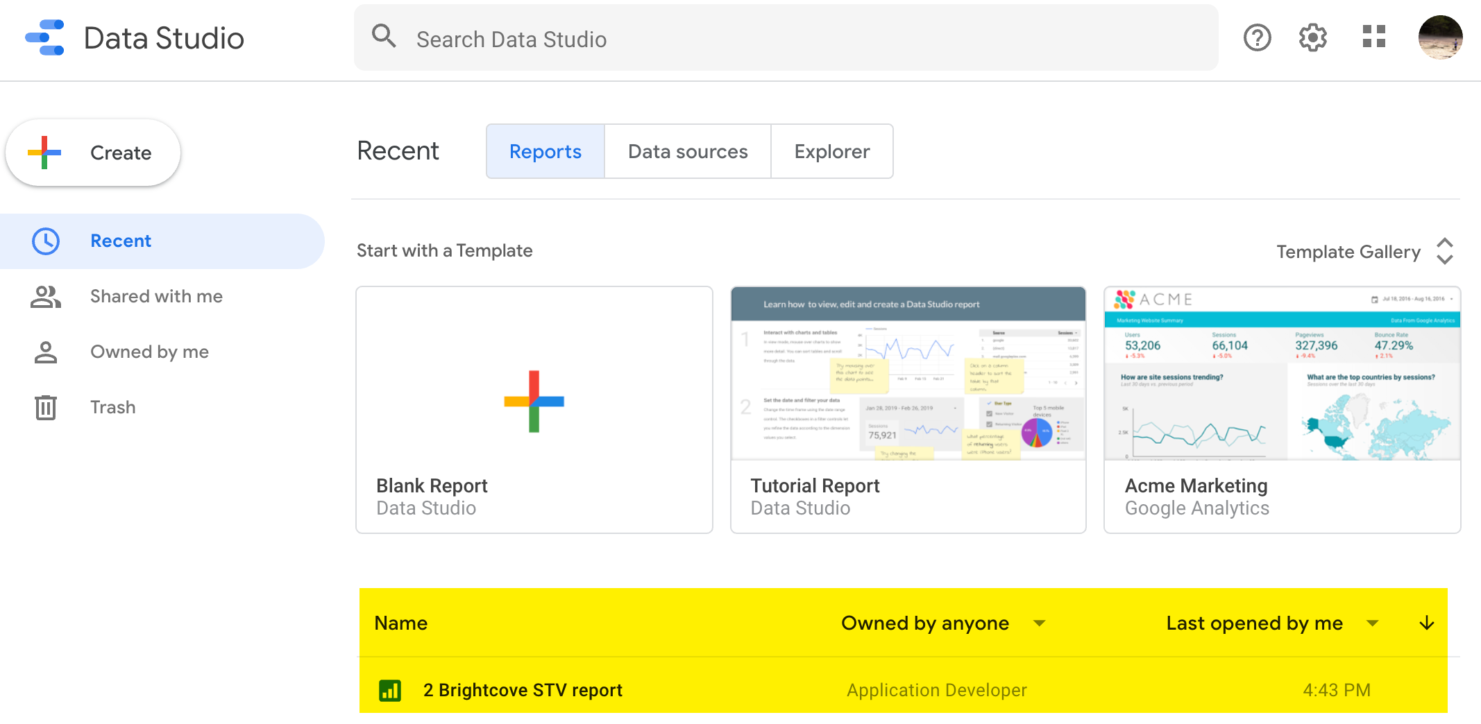 página de inicio del estudio de datos