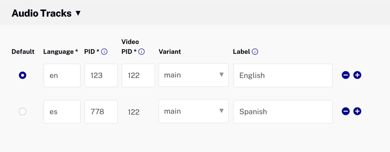 Ingrese los datos de la pista de audio