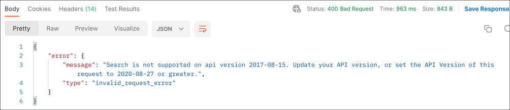 Error de versión de la API de Stripe