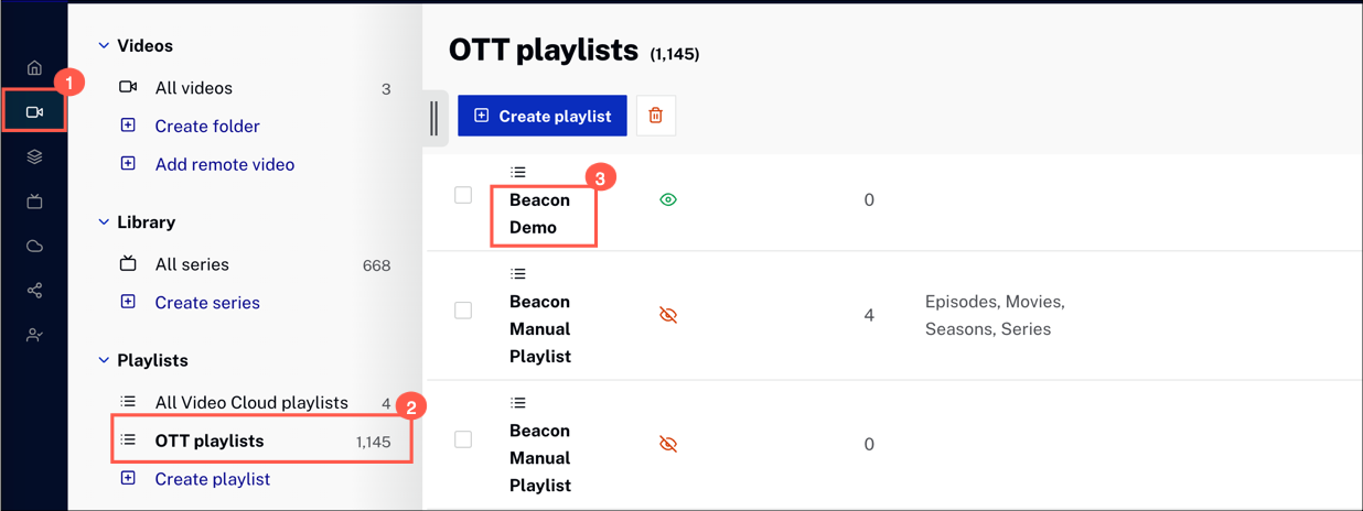 Lista de listas de reproducción OTT