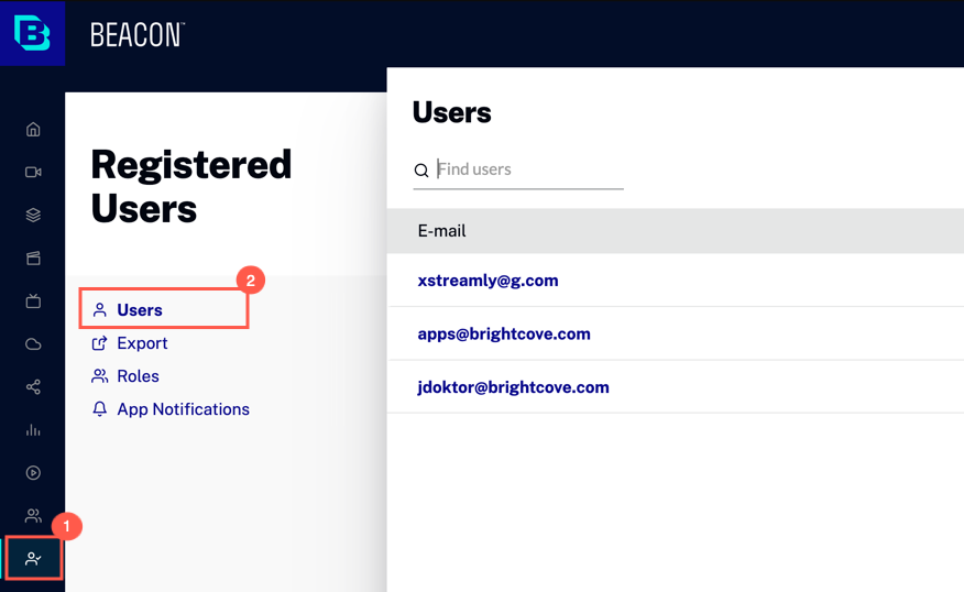 Lista de usuarios registrados